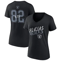 Women's Black Las Vegas Raiders Hustle Personalized Name & Number V-Neck T-Shirt