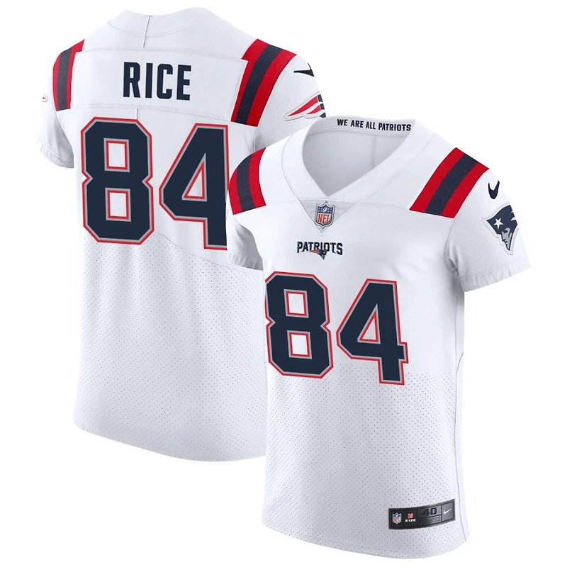 Brenden Rice Men's Nike White New England Patriots Vapor Elite Custom Jersey