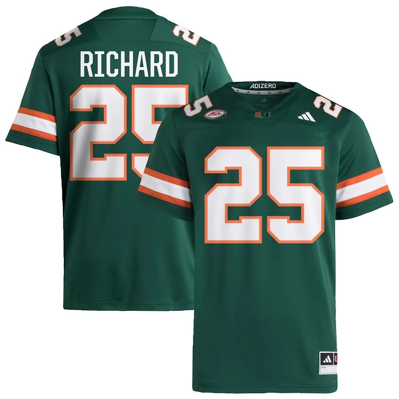 Jadais Richard Men's adidas Green Miami Hurricanes NIL Pick-A-Player Alternate Premier Football Jersey