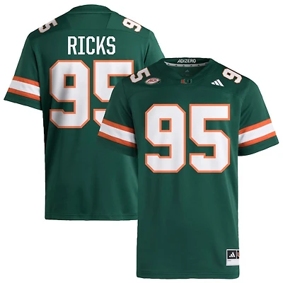 Cooper Ricks Men's adidas Green Miami Hurricanes NIL Pick-A-Player Alternate Premier Football Jersey