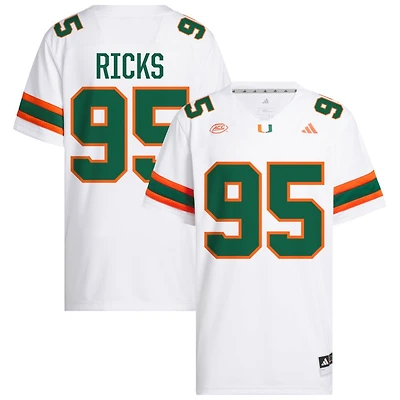 Cooper Ricks Men's adidas White Miami Hurricanes NIL Pick-A-Player White Premier Football Jersey