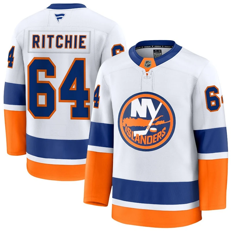 Calum Ritchie Men's Fanatics White New York Islanders Away Premium Custom Jersey