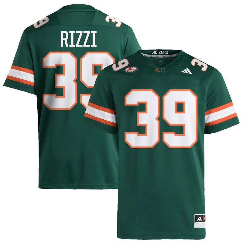 Casey Rizzi Men's adidas Green Miami Hurricanes NIL Pick-A-Player Alternate Premier Football Jersey