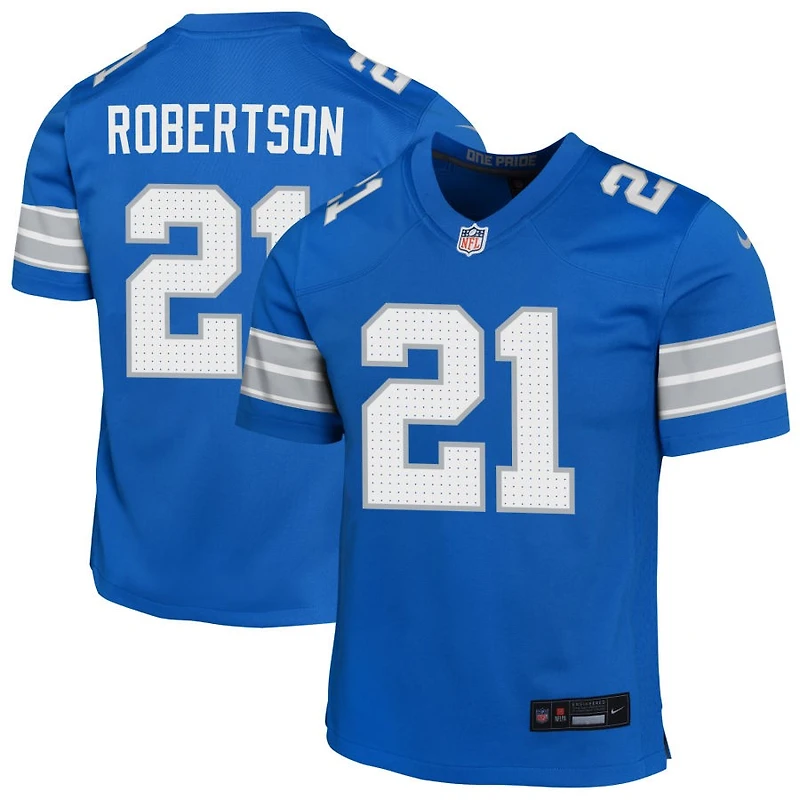 Amik Robertson Youth Nike Blue Detroit Lions Custom Game Jersey