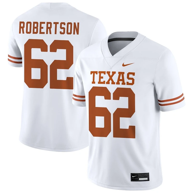 Connor Robertson Men's Nike White Texas Longhorns NIL Pick-A-Player Game Jersey