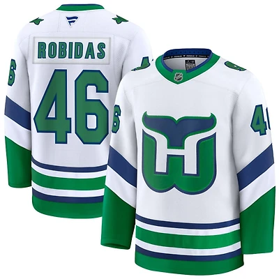 Justin Robidas Men's Fanatics White Carolina Hurricanes Throwback Premium Custom Jersey