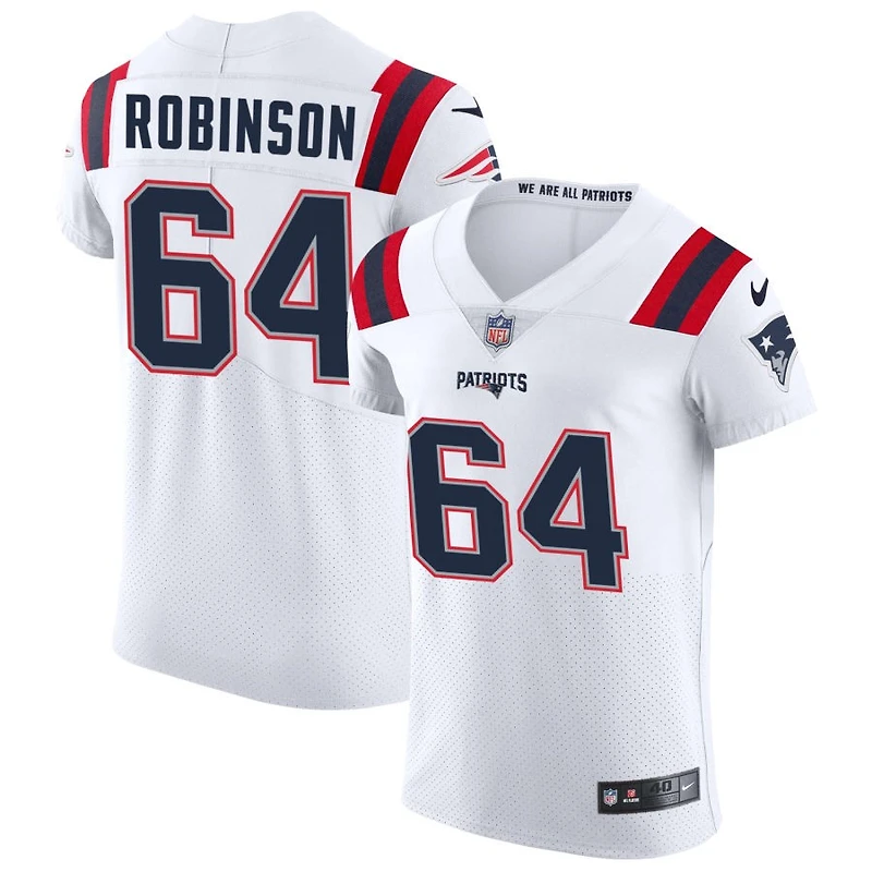 Layden Robinson Men's Nike White New England Patriots Vapor Elite Custom Jersey