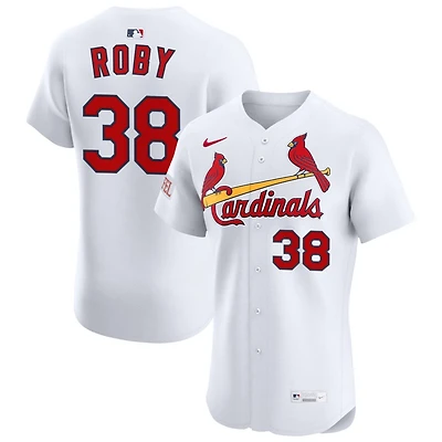 Tekoah Roby Men's Nike White St. Louis Cardinals Home Elite Sponsor Patch Custom Jersey