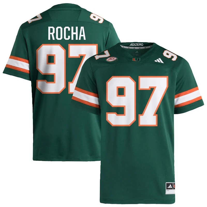 Will Rocha Men's adidas  Green Miami Hurricanes NIL Pick-A-Player Alternate Premier Football Jersey