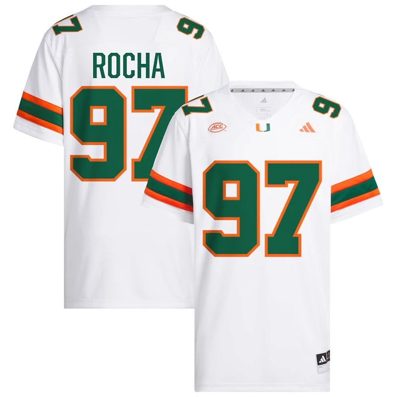 Will Rocha Men's adidas  White Miami Hurricanes NIL Pick-A-Player White Premier Football Jersey