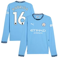 Rodrigo Rodrigo Men's Puma Light Blue Manchester City 2024/25 Home Replica Long Sleeve Custom Jersey