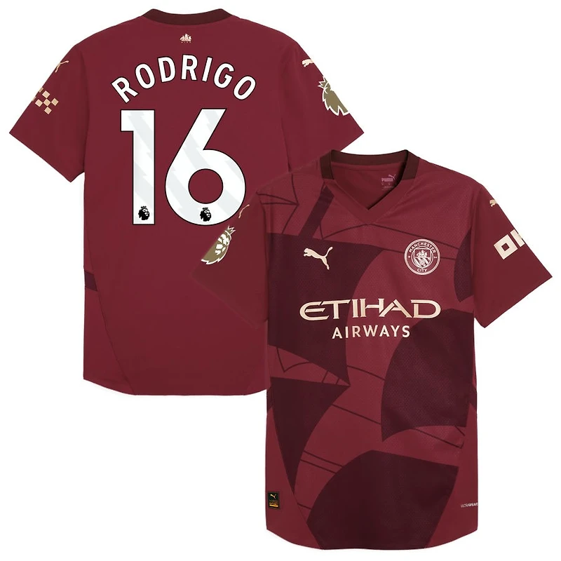 Rodrigo Rodrigo Men's Puma  Burgundy Manchester City 2024/25 Third Authentic Custom Jersey