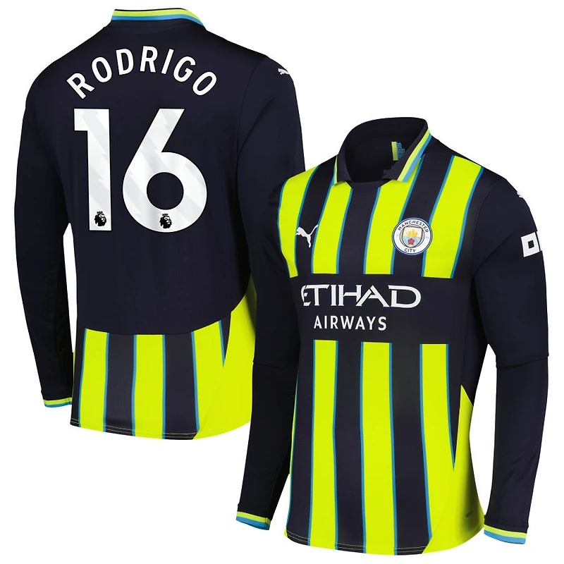 Rodrigo Rodrigo Men's Puma Navy Manchester City 2024/25 Away Replica Long Sleeve Custom Jersey
