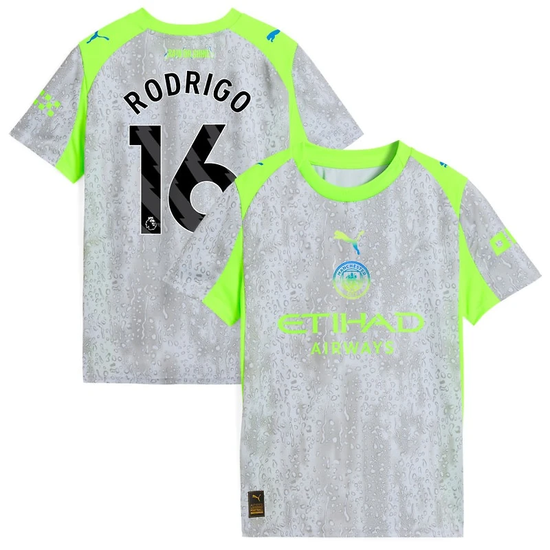 Rodrigo Rodrigo Youth Puma Green/Neon Green Manchester City 2025/26 Third Replica Custom Jersey