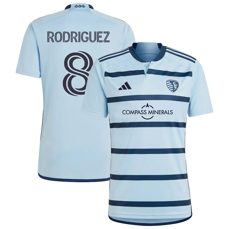 Memo Rodriguez Men's adidas Light Blue Sporting Kansas City 2023 Hoops 4.0 Replica Custom Jersey