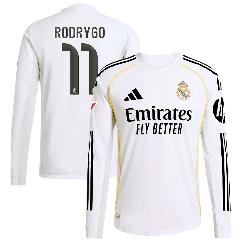 Rodrygo Rodrygo Men's adidas White Real Madrid 2025/26 Home Authentic Long Sleeve Custom Jersey