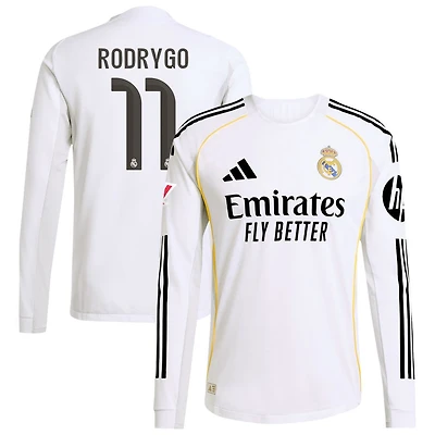 Rodrygo Rodrygo Men's adidas White Real Madrid 2025/26 Home Authentic Long Sleeve Custom Jersey