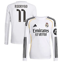 Rodrygo Rodrygo Youth adidas White Real Madrid 2025/26 Home Replica Long Sleeve Custom Jersey