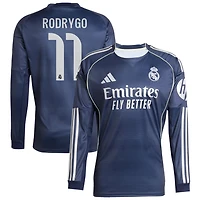 Rodrygo Rodrygo Men's adidas Blue Real Madrid 2025/26 Away Long Sleeve Replica Custom Jersey