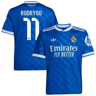 Rodrygo Rodrygo Youth adidas  Blue Real Madrid 2025/26 Third Replica Custom Jersey
