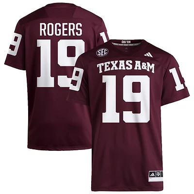 Bravion Rogers Men's adidas  Maroon Texas A&M Aggies NIL Pick-A-Player Home Premier Football Jersey