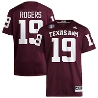 Bravion Rogers Men's adidas  Maroon Texas A&M Aggies NIL Pick-A-Player Home Premier Football Jersey