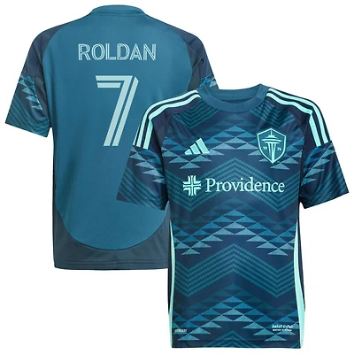 Cristian Roldan Youth adidas  Blue Seattle Sounders FC 2025 The Salish Sea Kit Replica Custom Jersey