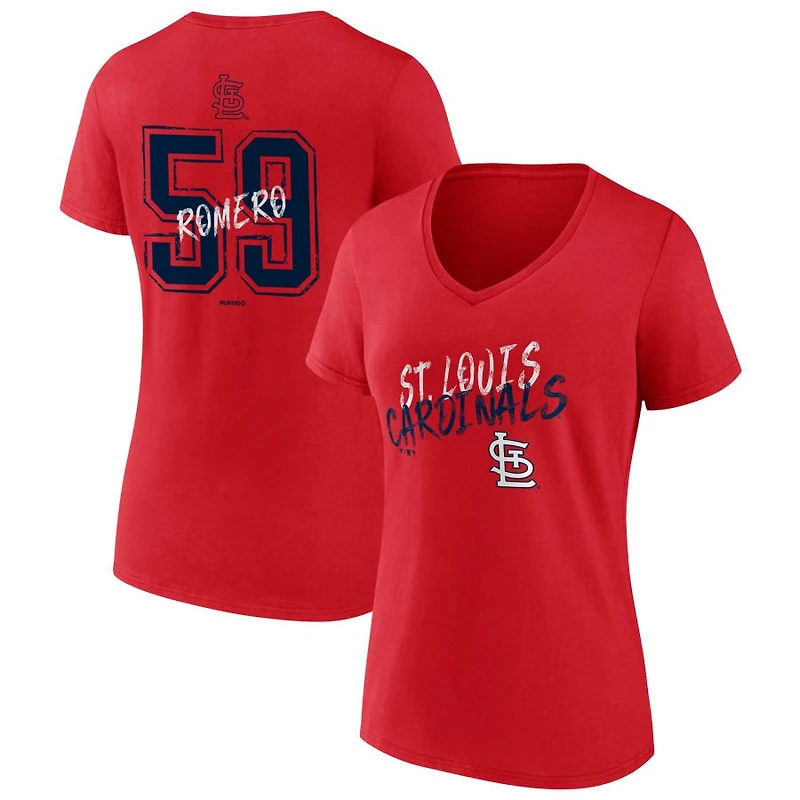 Women's Red St. Louis Cardinals Hustle Personalized Name & Number V-Neck T-Shirt