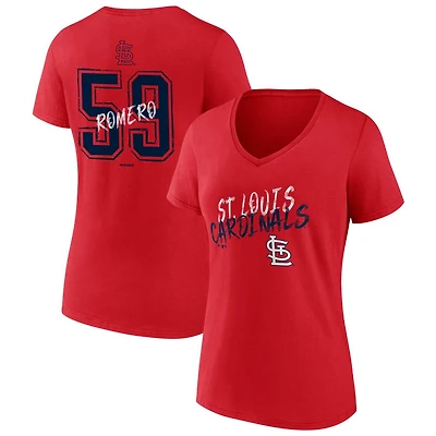 Women's Red St. Louis Cardinals Hustle Personalized Name & Number V-Neck T-Shirt