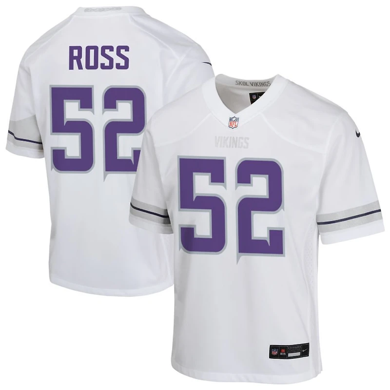 Josh Ross Youth Nike White Minnesota Vikings Alternate Custom Game Jersey