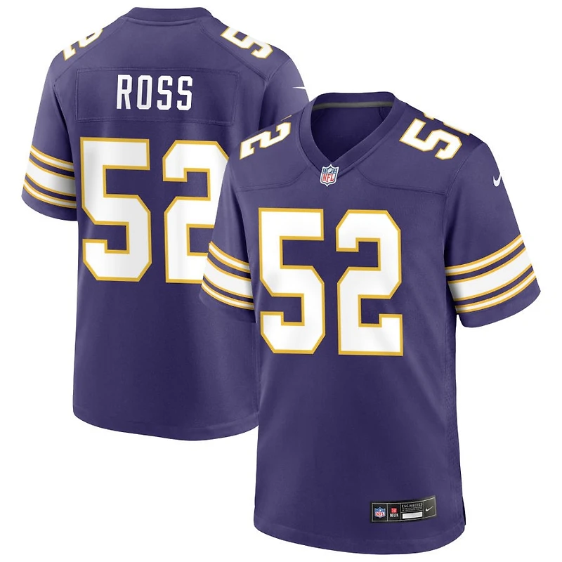 Josh Ross Men's Nike Purple Minnesota Vikings Classic Custom Game Jersey