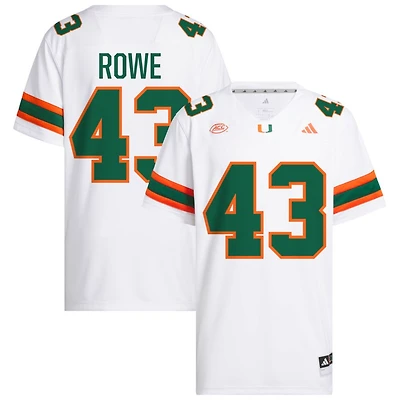 Tyler Rowe Men's adidas White Miami Hurricanes NIL Pick-A-Player White Premier Football Jersey