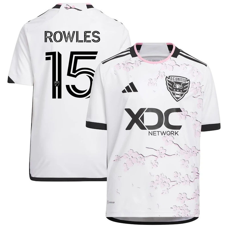 Kye Rowles Youth adidas White D.C. United 2023 The Cherry Blossom Kit Replica Custom Jersey