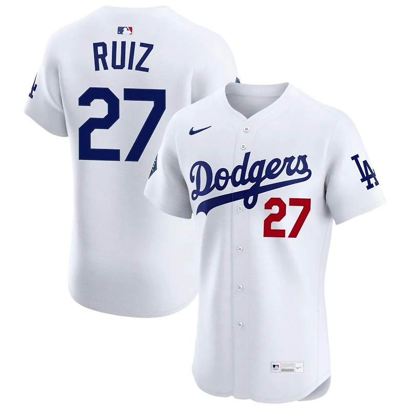 Esteury Ruiz Men's Nike White Los Angeles Dodgers Home Elite Sponsor Patch Custom Jersey