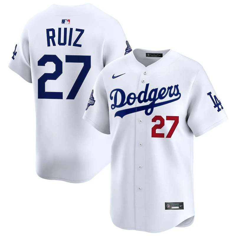 Esteury Ruiz Men's Nike White Los Angeles Dodgers 2025 World Series Champions Home Custom Limited Jersey