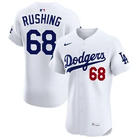 Dalton Rushing Men's Nike White Los Angeles Dodgers Home Elite Sponsor Patch Custom Jersey