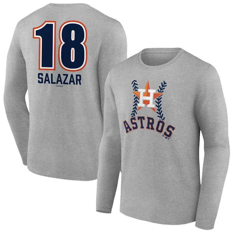 Men's Gray Houston Astros Personalized Name & Number Fastball Long Sleeve T-Shirt