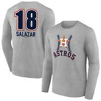 Men's  Gray Houston Astros Personalized Name & Number Fastball Long Sleeve T-Shirt