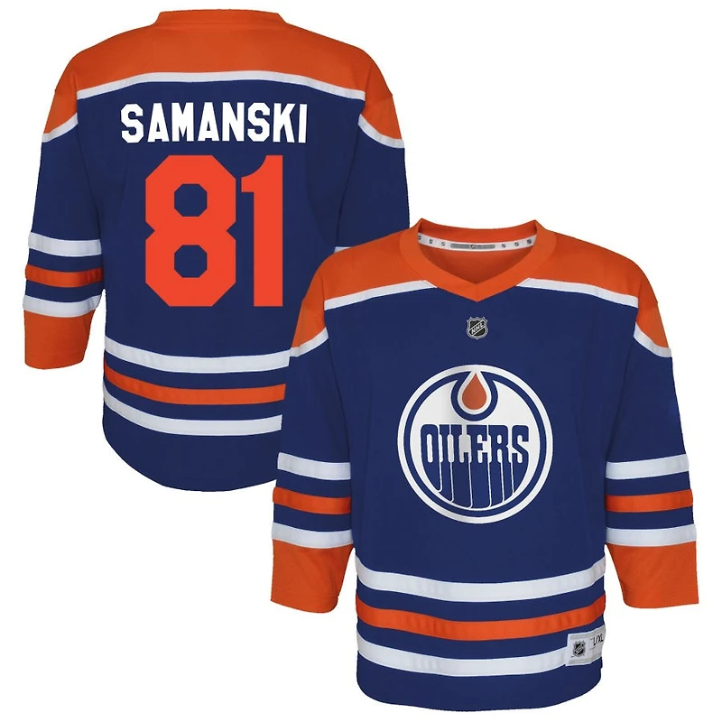 Josh Samanski Youth Royal Edmonton Oilers Home Replica Custom Jersey