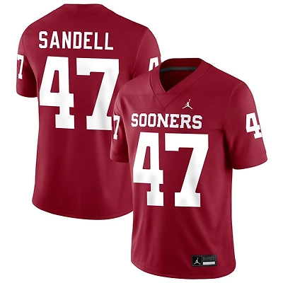 Tate Sandell Men's Jordan Brand Crimson Oklahoma Sooners NIL Pick-A-Player Football Replica Jersey