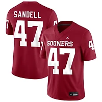Tate Sandell Men's Jordan Brand Crimson Oklahoma Sooners NIL Pick-A-Player Football Replica Jersey