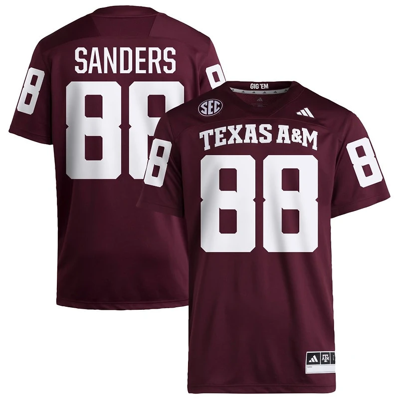 DJ Sanders Men's adidas  Maroon Texas A&M Aggies NIL Pick-A-Player Home Premier Football Jersey
