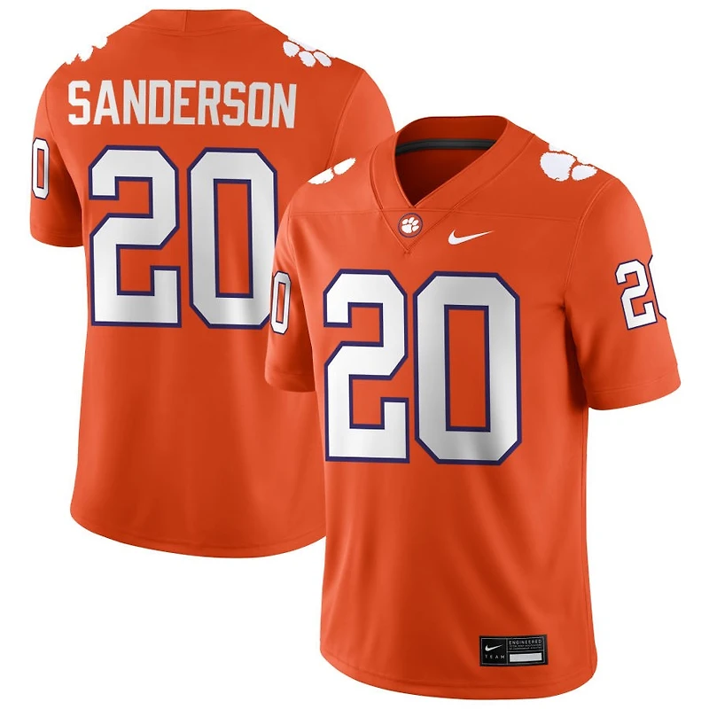 Clark Sanderson Men's Nike Orange Clemson Tigers NIL Pick-A-Player Game Jersey