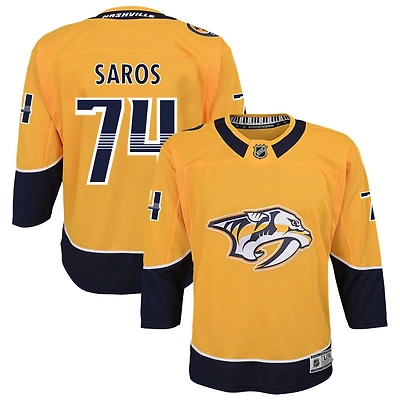 Juuse Saros Youth Yellow Nashville Predators Home Premier Custom Jersey
