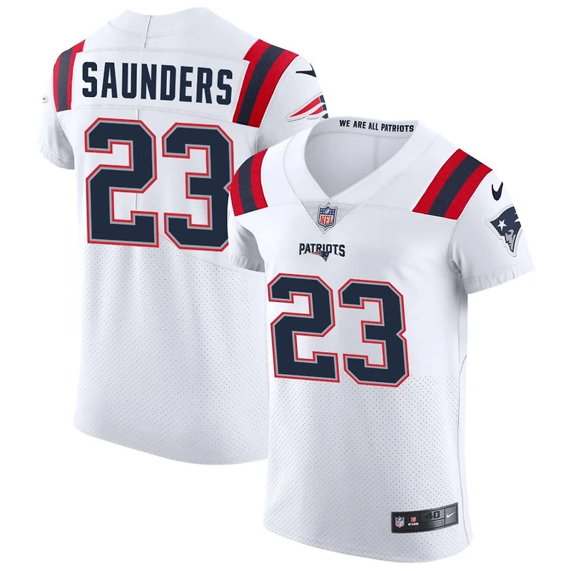 John Saunders Men's Nike White New England Patriots Vapor Elite Custom Jersey