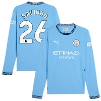Savinho Savinho Men's Puma Light Blue Manchester City 2024/25 Home Replica Long Sleeve Custom Jersey