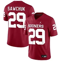 Gabe Sawchuk Men's Jordan Brand Crimson Oklahoma Sooners NIL Pick-A-Player Football Replica Jersey
