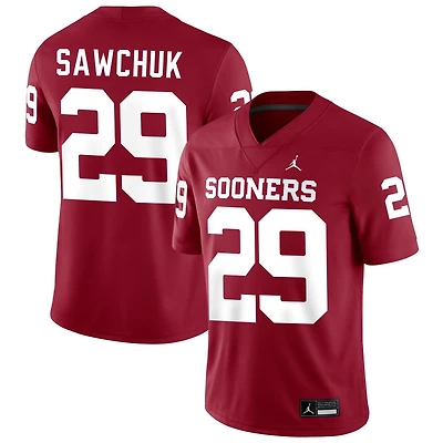 Gabe Sawchuk Men's Jordan Brand Crimson Oklahoma Sooners NIL Pick-A-Player Football Replica Jersey