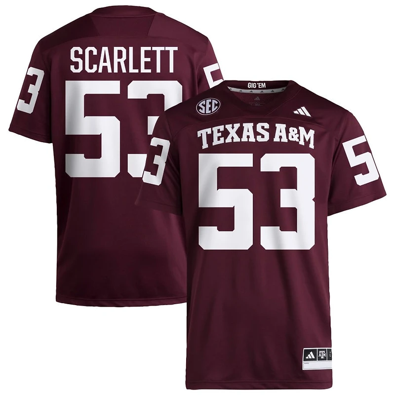 Jadon Scarlett Men's adidas  Maroon Texas A&M Aggies NIL Pick-A-Player Home Premier Football Jersey