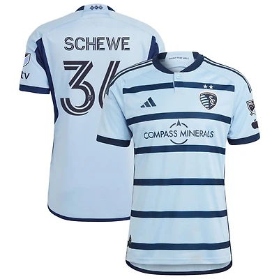 Ryan Schewe Men's adidas Light Blue Sporting Kansas City 2023 Hoops 4.0 Authentic Custom Jersey
